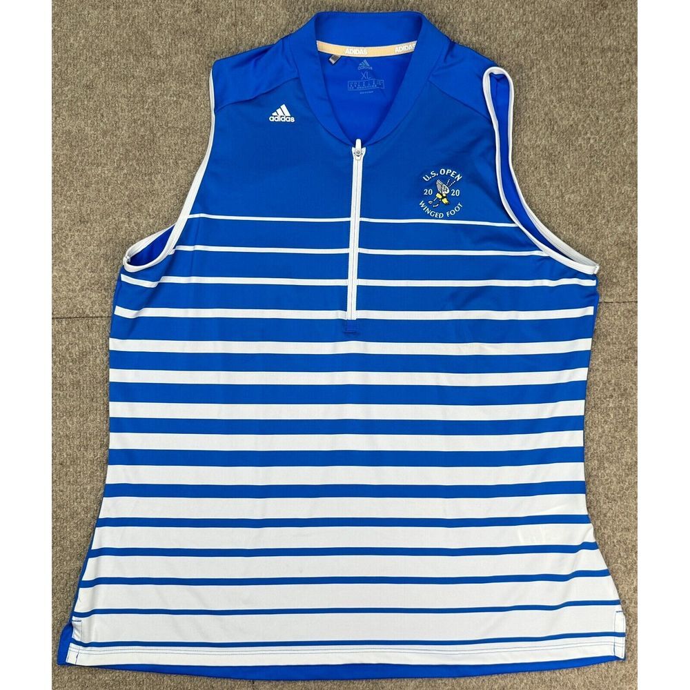 Adidas 2020 U.S. Open Winged Foot Women's Embroidered Striped Golf Shirt Size XL